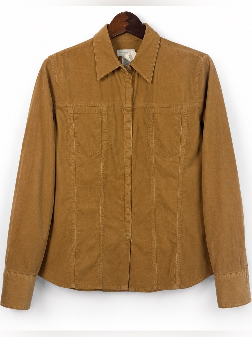 Y2K Liz Claiborne Brown Corduroy Snap Front Shirt Jacket L